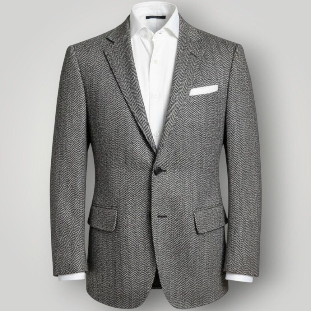 EDDIE BAUER Men's Blazer Sport Coat 2-Button Jacket Wool/Angora Herringbone 42
